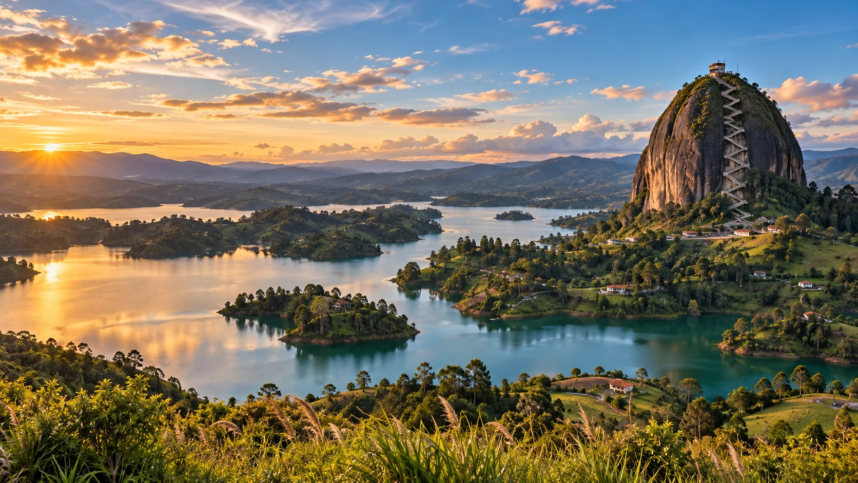 Paisaje de Guatapé y la Piedra del Peñol