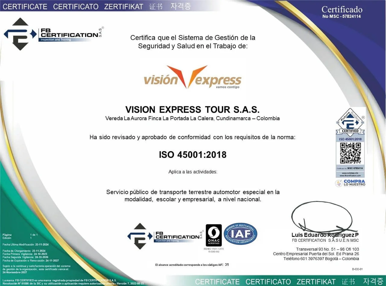 Certificación bajo la norma ISO 45001:2018